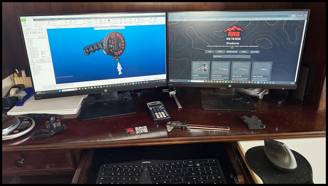 Ridge Runner Gear CAD design station showing product development in Creo